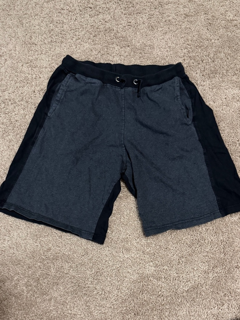 Men's Two-Tone Black and Charcoal Casual Drawstring Shorts